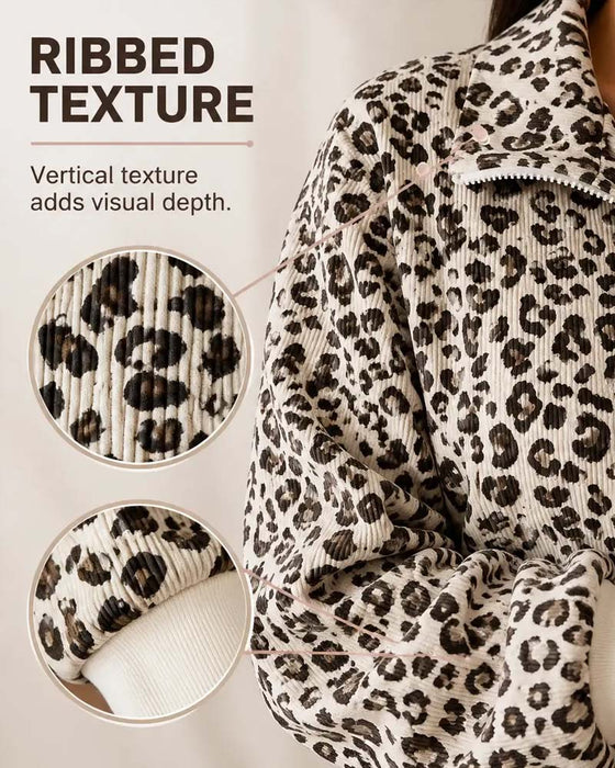Sweatshirt Reißverschluss Leopard Lässig
