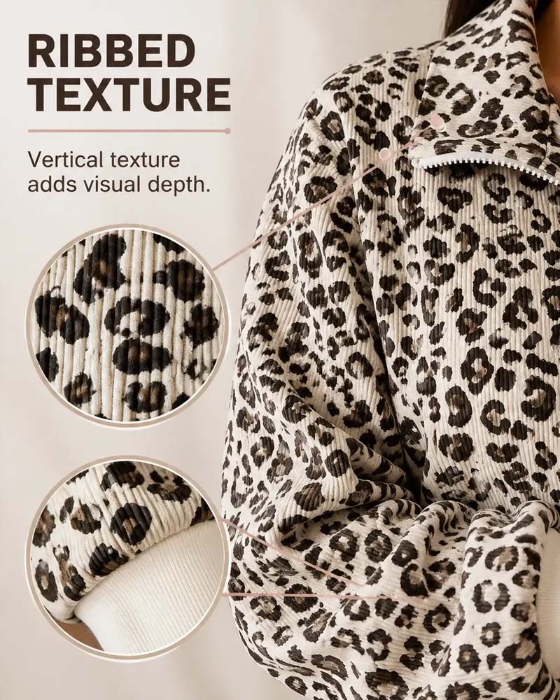 Sweatshirt Reißverschluss Leopard Lässig