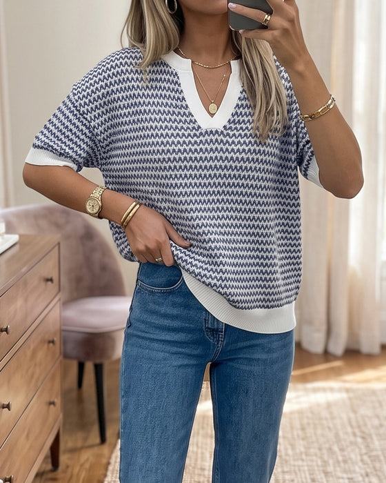 Pullover V-Ausschnitt Trendy Lässig