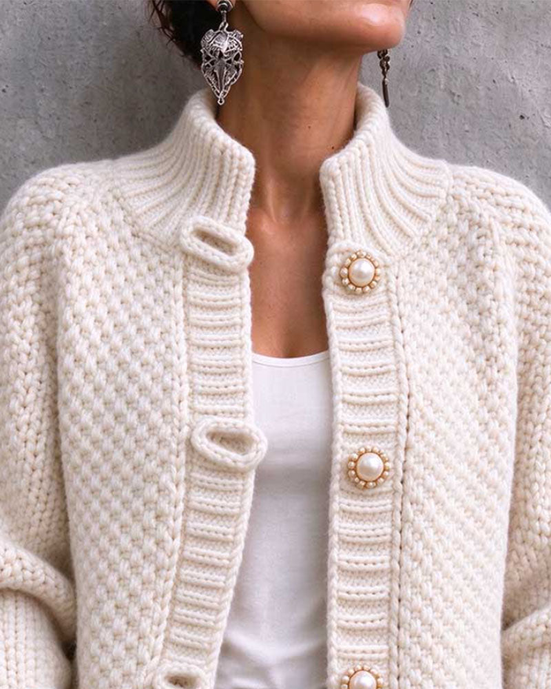 Cardigan Perlenknopf Grobstrick