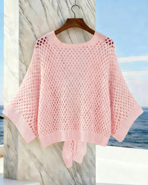 Cardigan Mit Bindebund Saum Durchbrochen