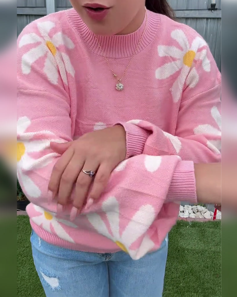 Pullover mit Jacquard-Muster und Rundhalsausschnitt