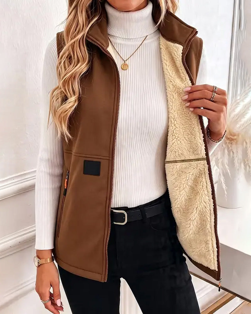 Cardigan Gepolstert Polar Fleece Offene Vorderseite