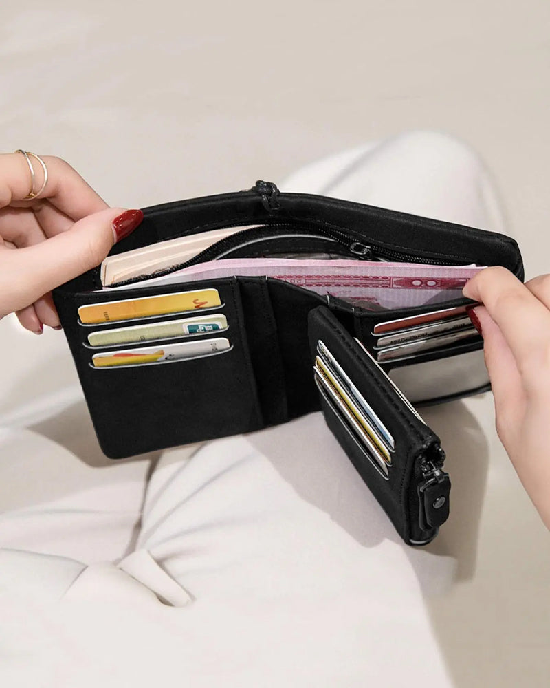 Damen Elegante Minimalistische Kurze Geldbörse Mit Handgelenkschlaufe, Lässige Vielseitige Reißverschluss Kartenhalter Geldbörse, Trendige Geldbörse Für Den Täglichen Gebrauch