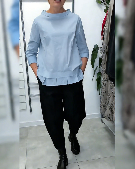 100% Baumwolle Bluse weiter Kragen uni lässig