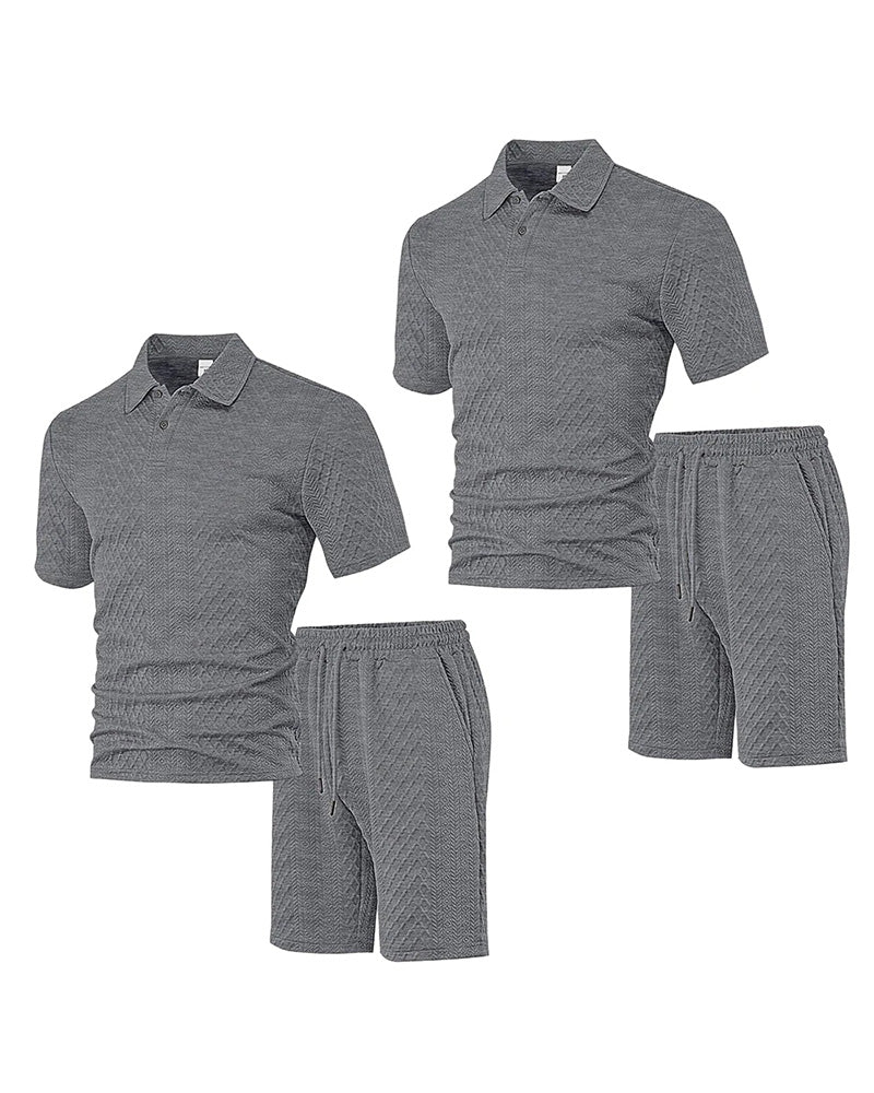 Herren Poloshirt Kurzarm 2-teiliges Set
