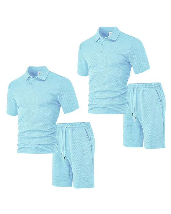 Herren Poloshirt Kurzarm 2-teiliges Set