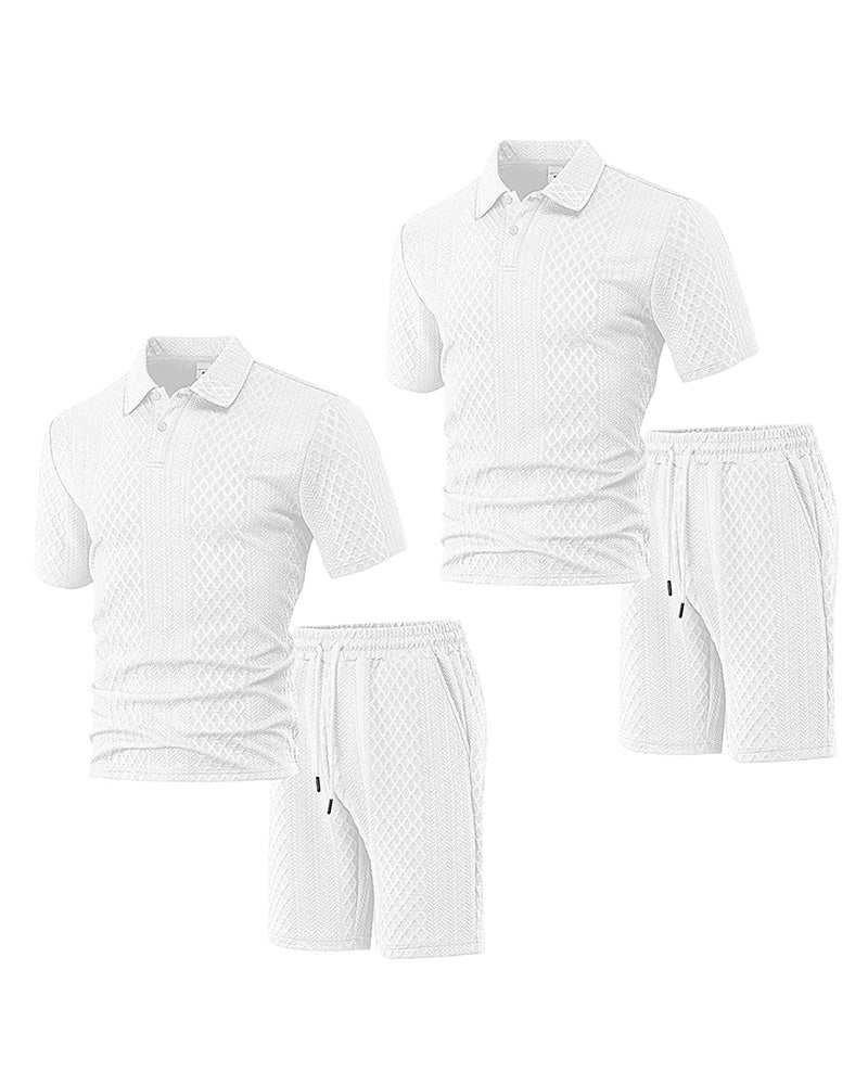 Herren Poloshirt Kurzarm 2-teiliges Set