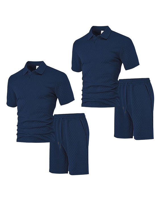 Herren Poloshirt Kurzarm 2-teiliges Set
