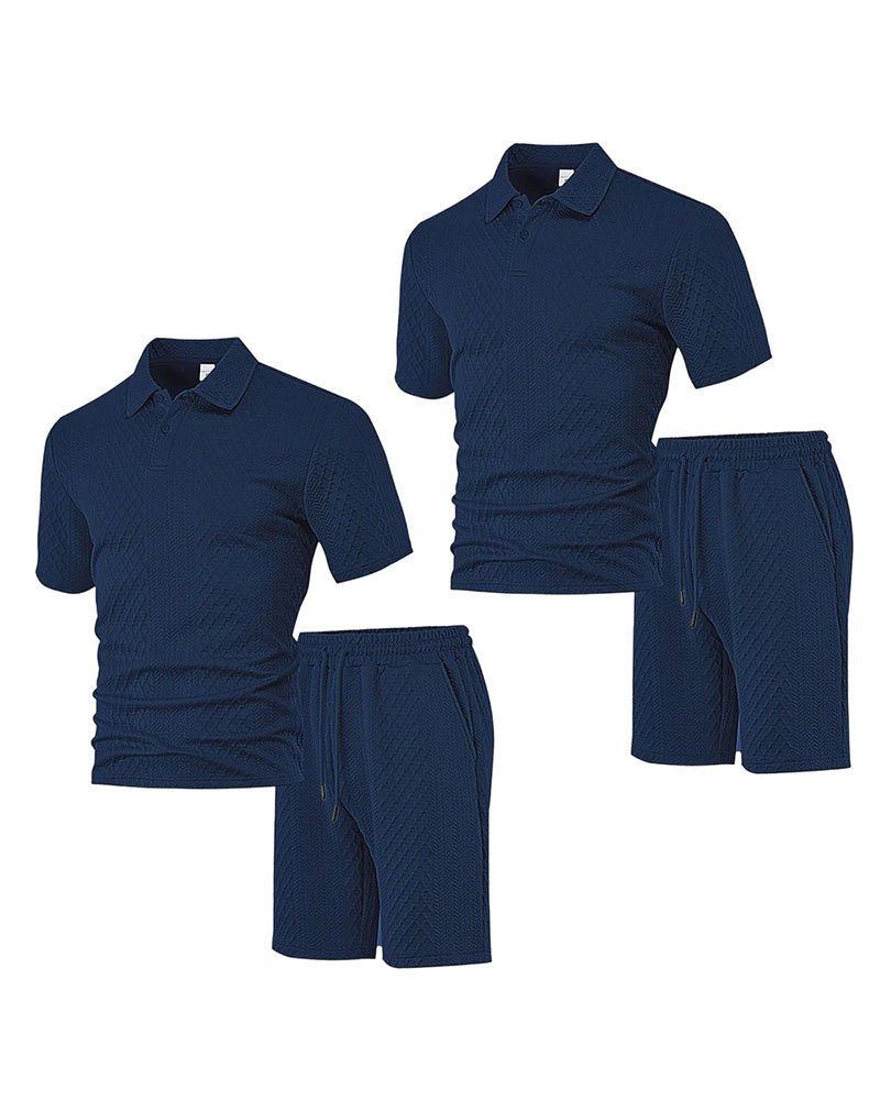 Herren Poloshirt Kurzarm 2-teiliges Set