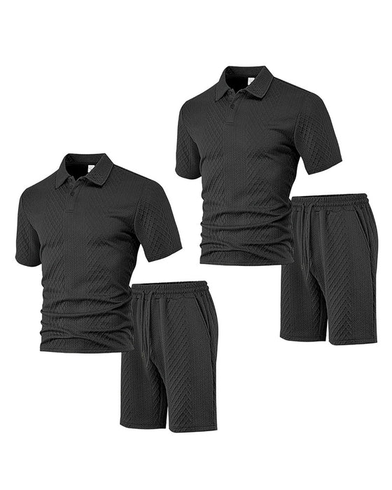Herren Poloshirt Kurzarm 2-teiliges Set