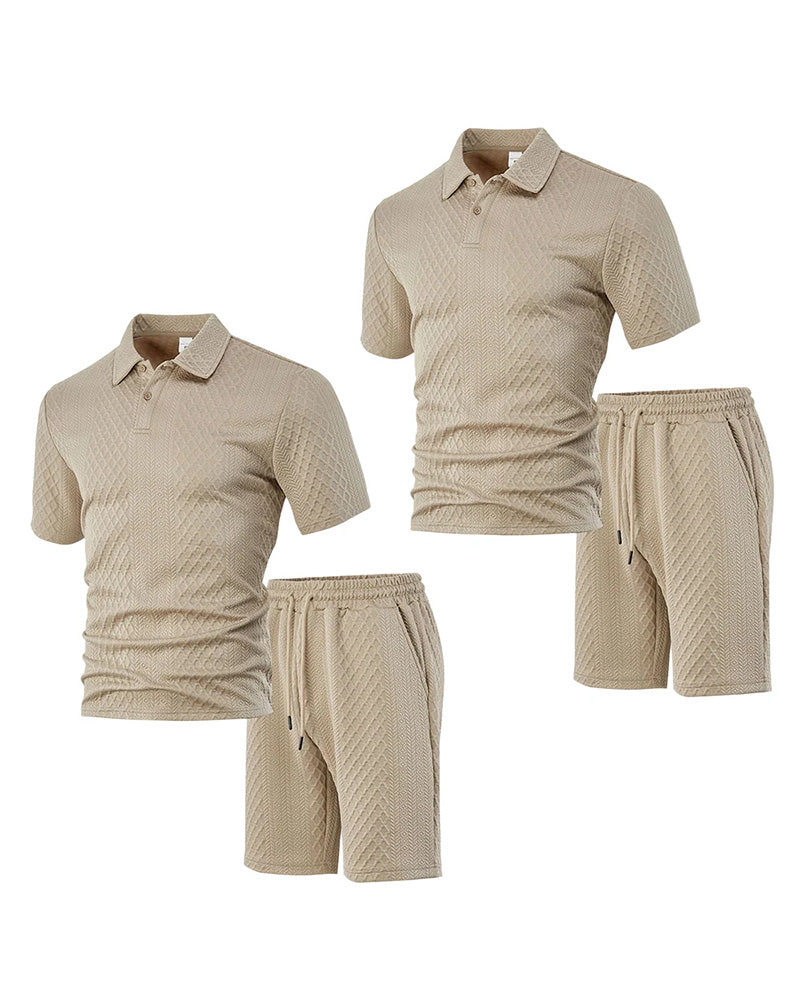Herren Poloshirt Kurzarm 2-teiliges Set