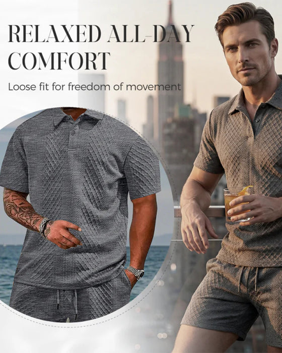 Herren Poloshirt Kurzarm 2-teiliges Set