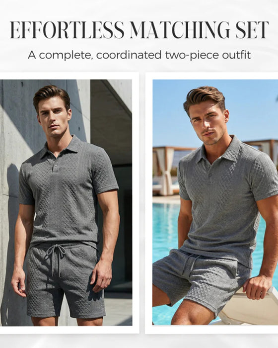 Herren Poloshirt Kurzarm 2-teiliges Set
