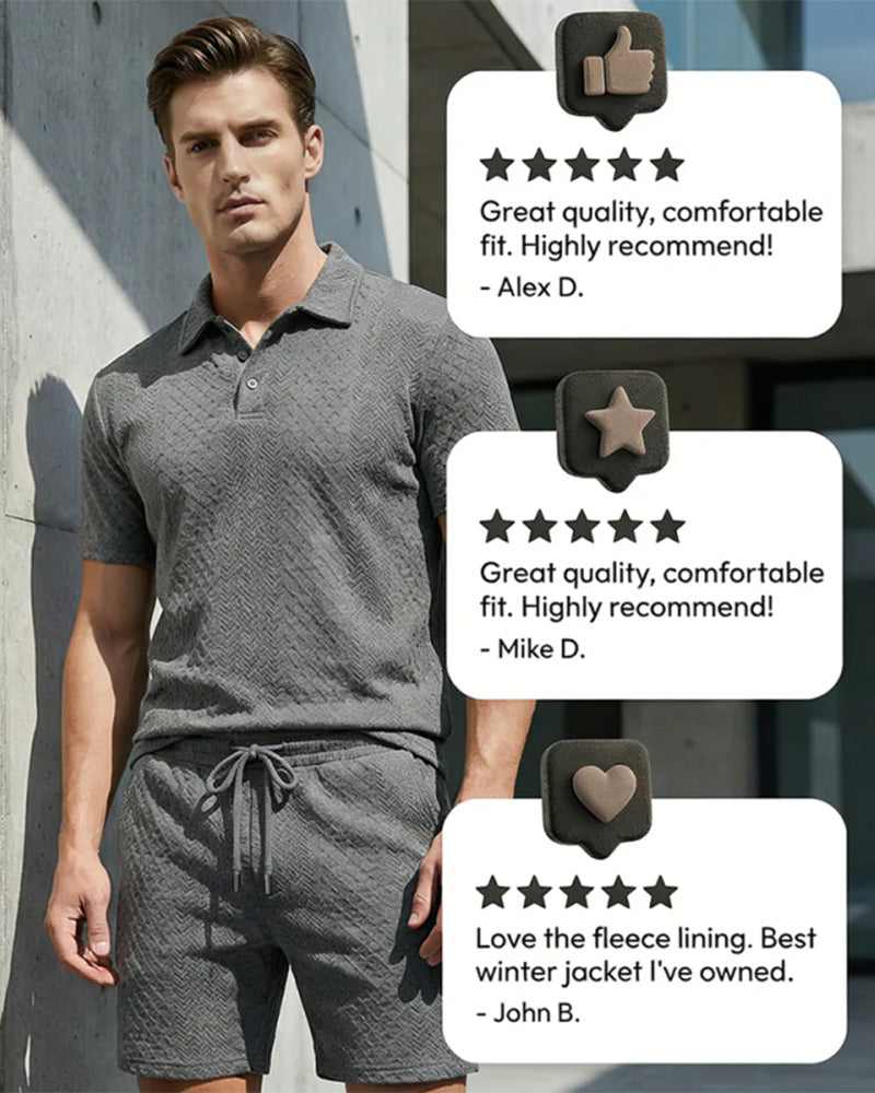 Herren Poloshirt Kurzarm 2-teiliges Set