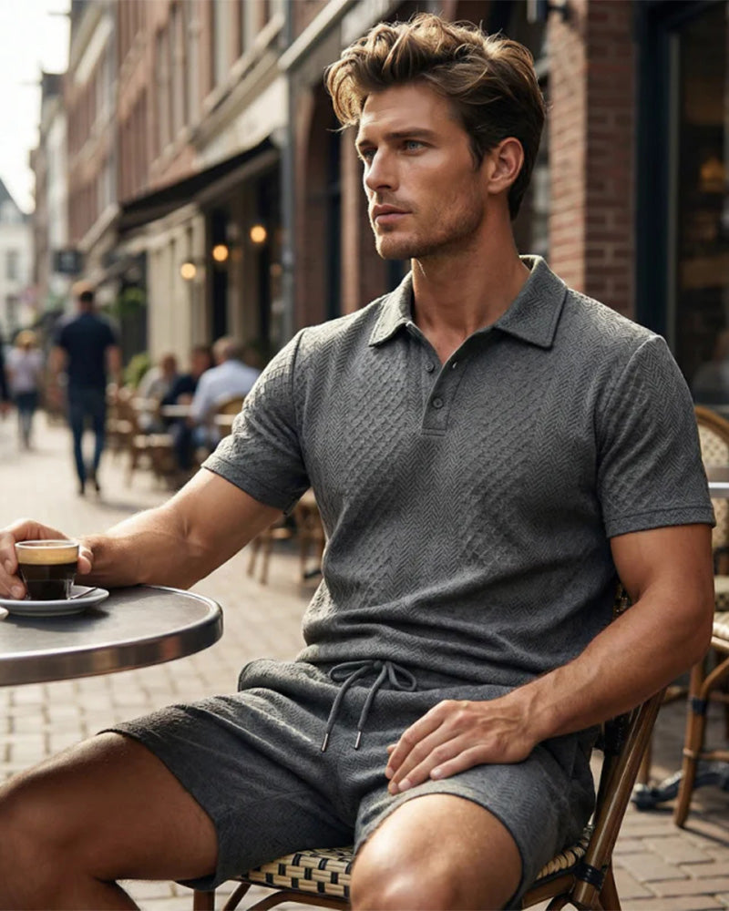 Herren Poloshirt Kurzarm 2-teiliges Set