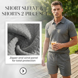 Herren Poloshirt Kurzarm 2-teiliges Set