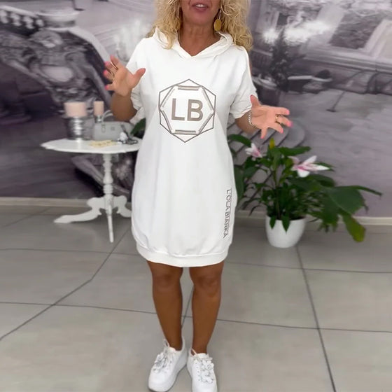 Kleid Mit Kapuze Aufdruck Sport