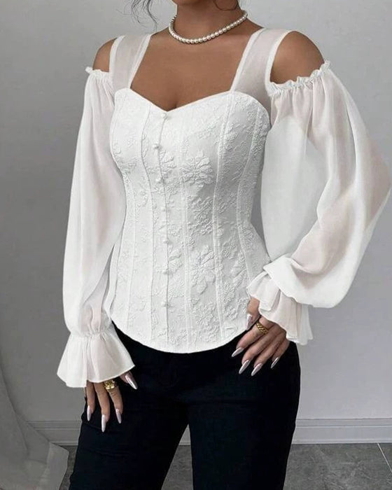 Bluse Off-Shoulder Langarm Taille
