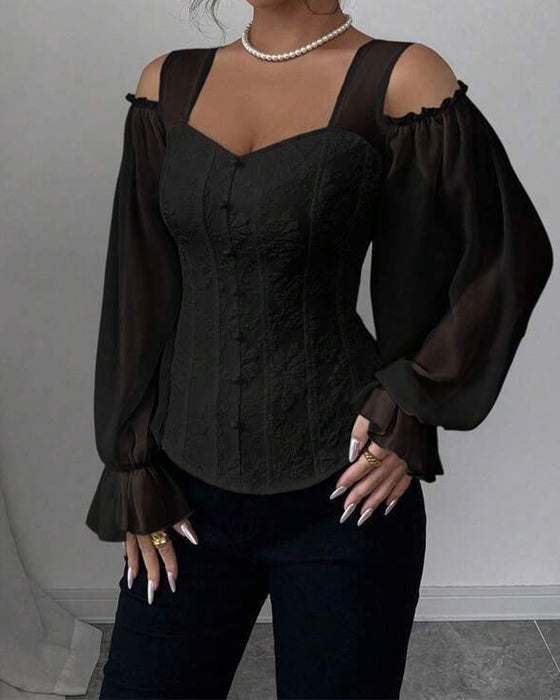 Bluse Off-Shoulder Langarm Taille