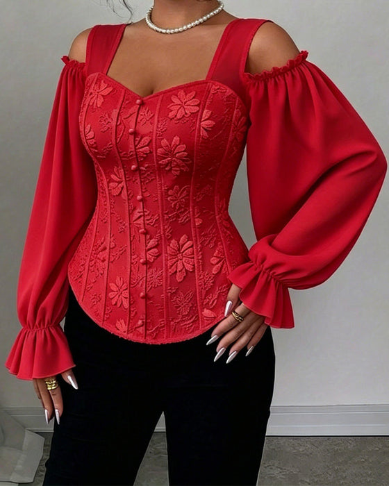 Bluse Off-Shoulder Langarm Taille