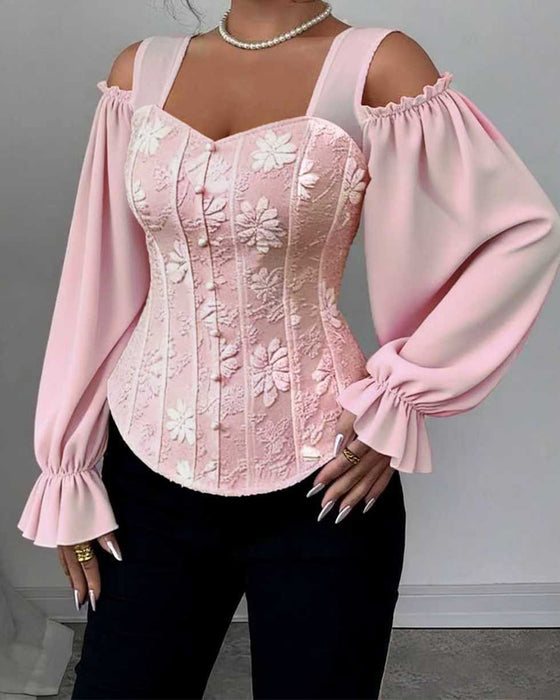 Bluse Off-Shoulder Langarm Taille