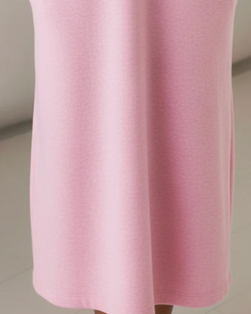 Langärmeliges lockeres Casualkleid mit Kapuze