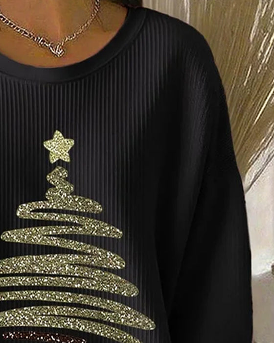 Sweatshirt Lockere Grübchen Weihnachtsdruck