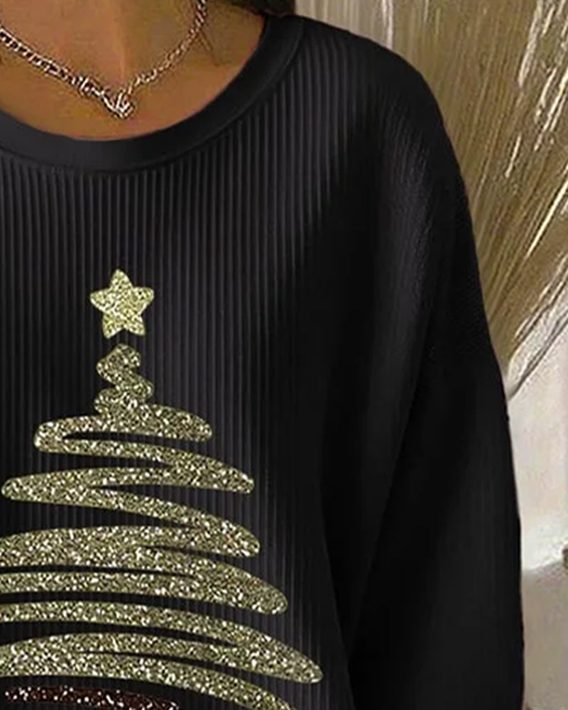 Sweatshirt Lockere Grübchen Weihnachtsdruck