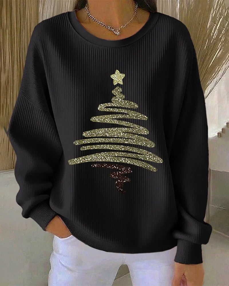 Sweatshirt Lockere Grübchen Weihnachtsdruck
