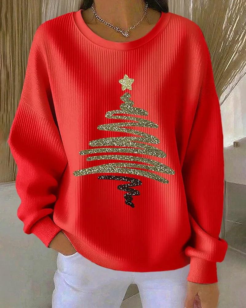 Sweatshirt Lockere Grübchen Weihnachtsdruck