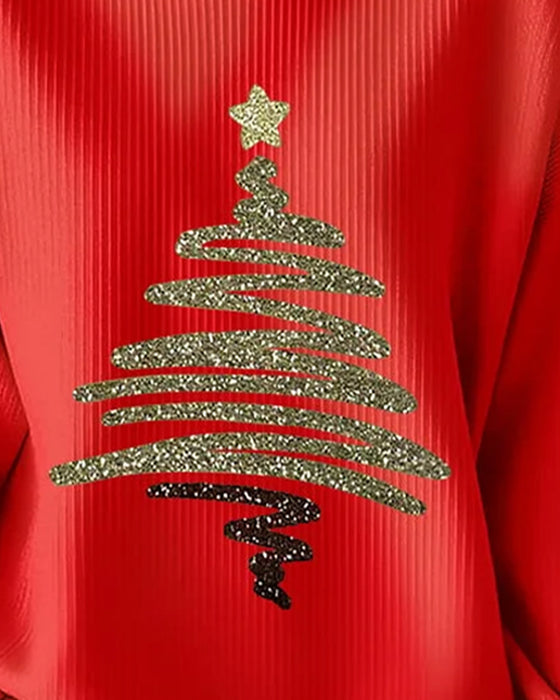 Sweatshirt Lockere Grübchen Weihnachtsdruck