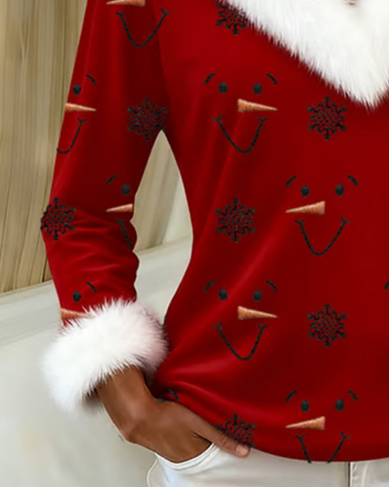 Oberteil modisch bedruckt Fellkragen