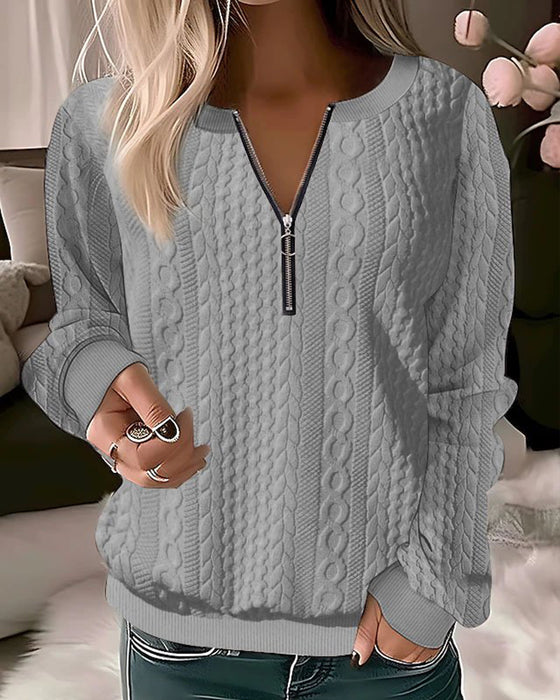 Einfarbiges Sweatshirt mit Reißverschluss
