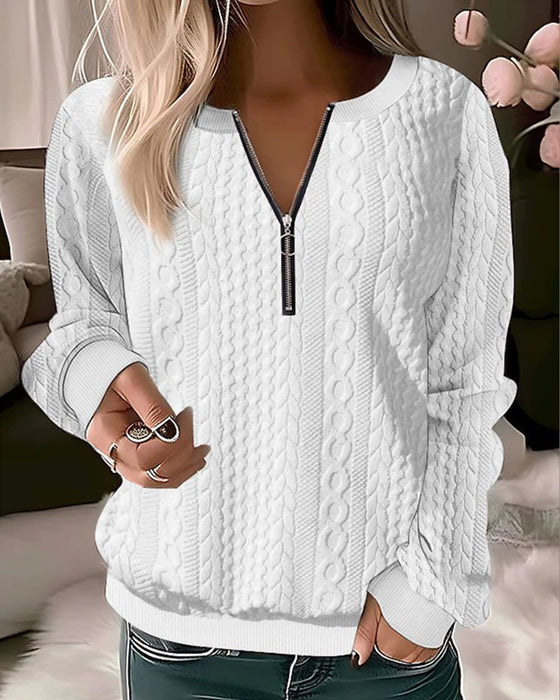 Einfarbiges Sweatshirt mit Reißverschluss