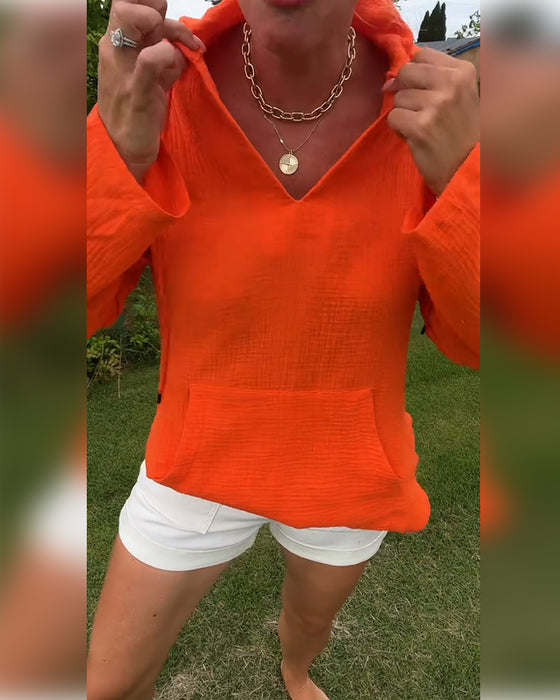 Bluse einfarbig mit Tasche Mode