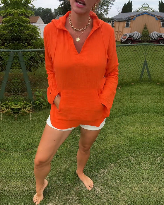 Bluse einfarbig mit Tasche Mode