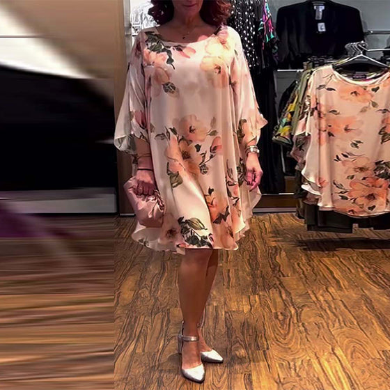 Kleid Bedruckt Fledermausärmel