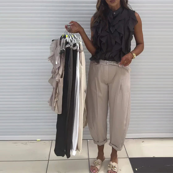 Tank Top Designer Ruffle Ärmellos