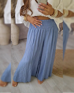 Hose Plissiert Entspannt Gerades Bein