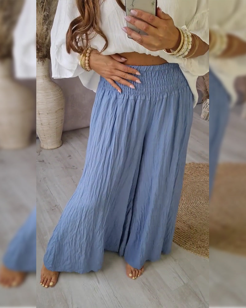 Hose Plissiert Entspannt Gerades Bein