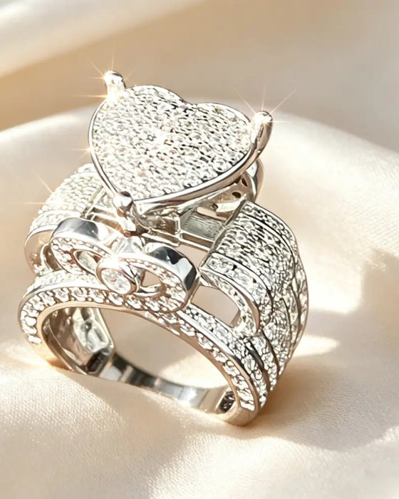 Pave Herzförmiges Ring-Set für Damen