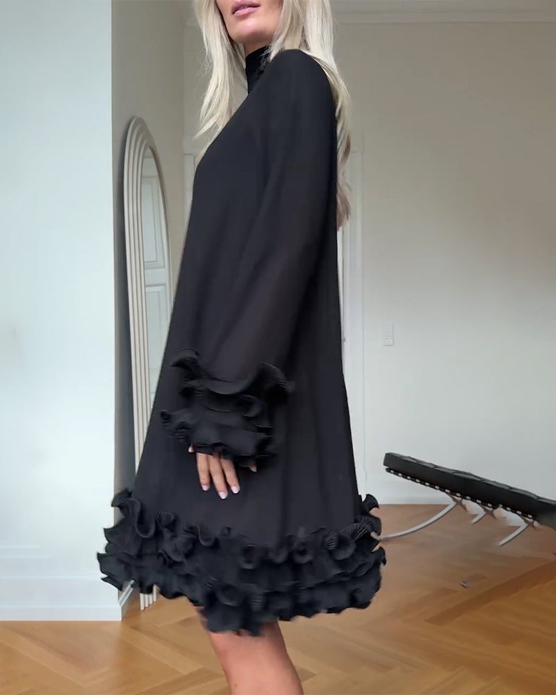 Kleid Designer Hoher Kragen Spitze