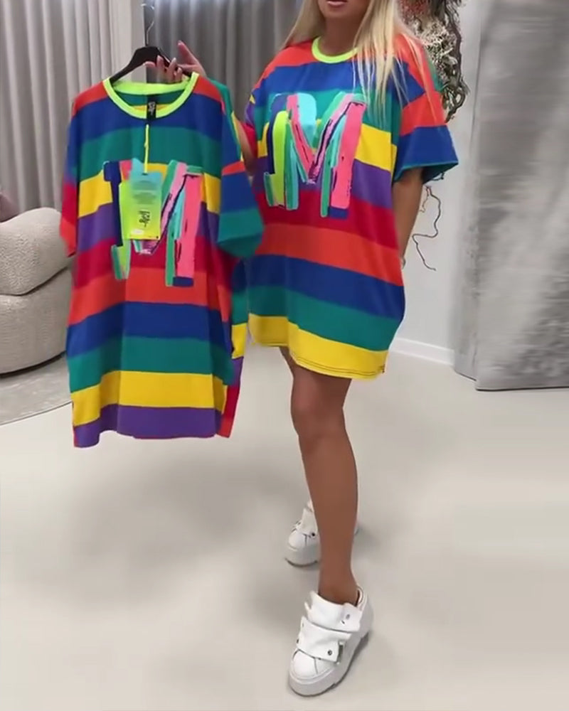 Kleid Regenbogen Gestreift Buchstabe