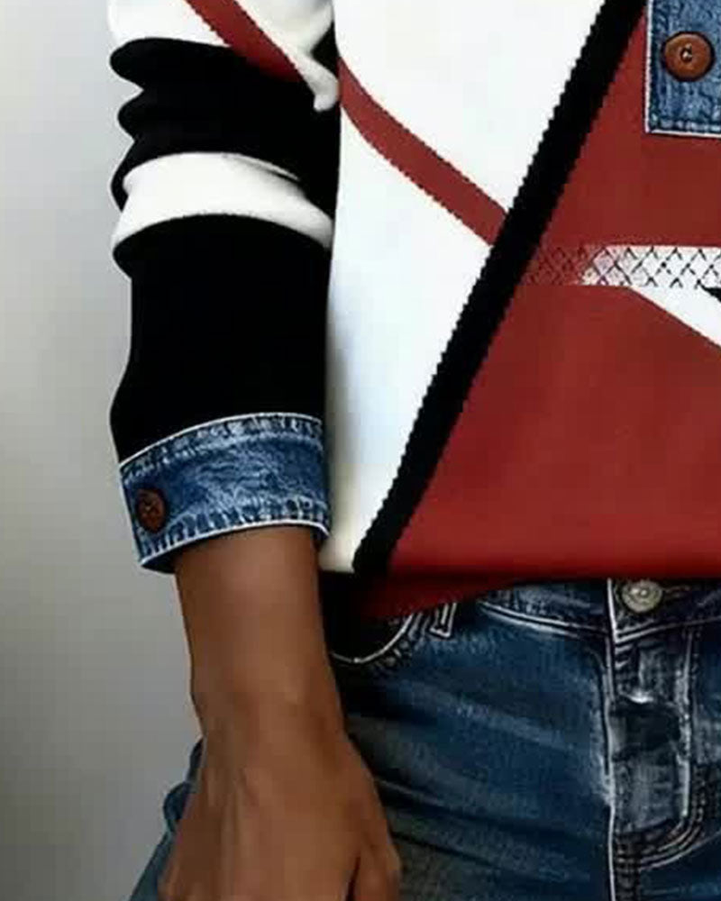 Langarm Sweatshirt mit Colorblocking und Freizeit-Look