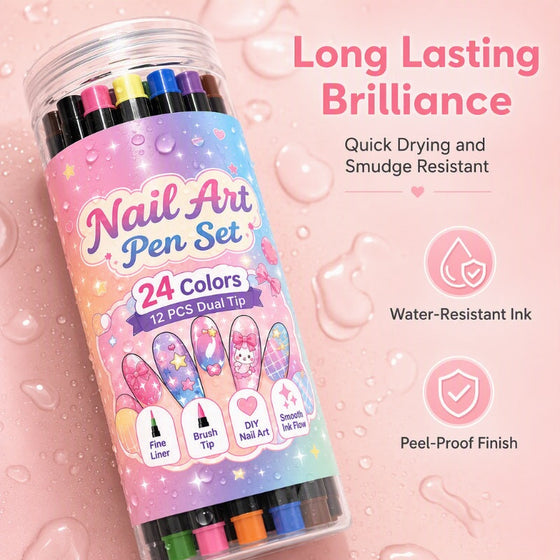24 Farben Doppelendige Nagelkunststifte Set