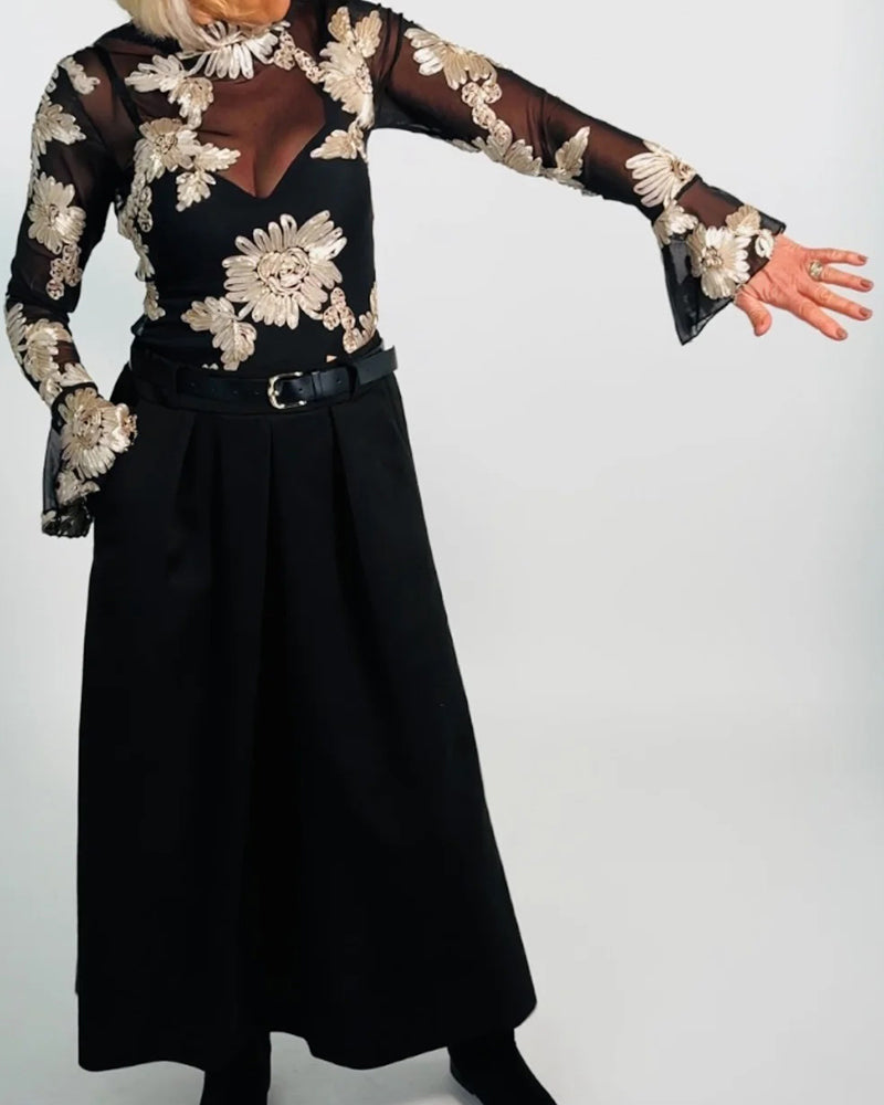 Bluse Trompetenärmel Modisch Blumen