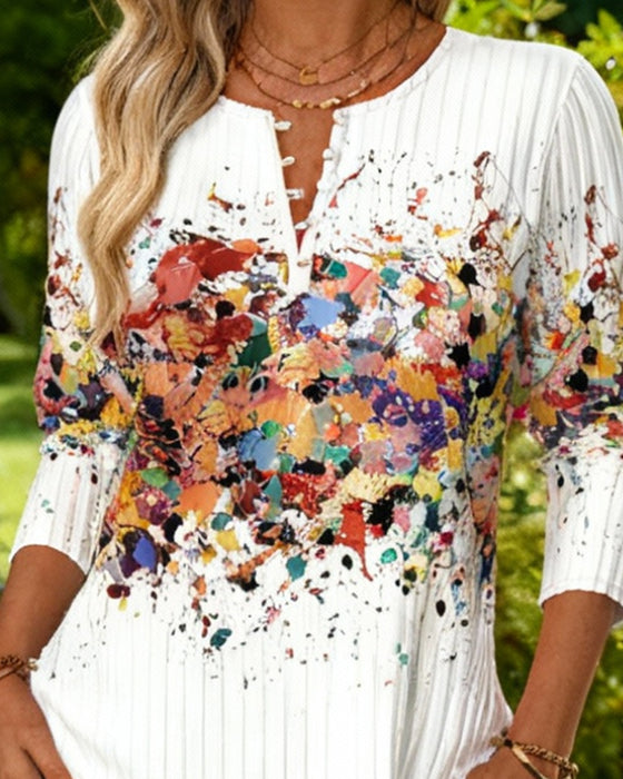 Top Offener Knopf Druck Rippstoff