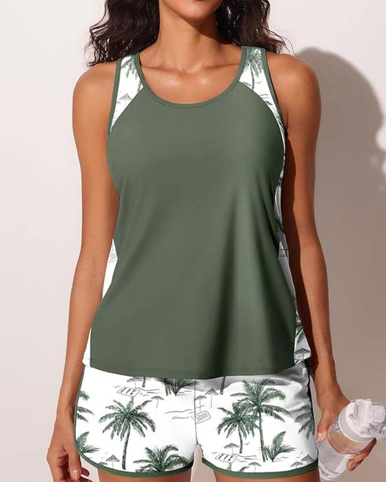 Tankini Farbblock Boyleg Bedruckt