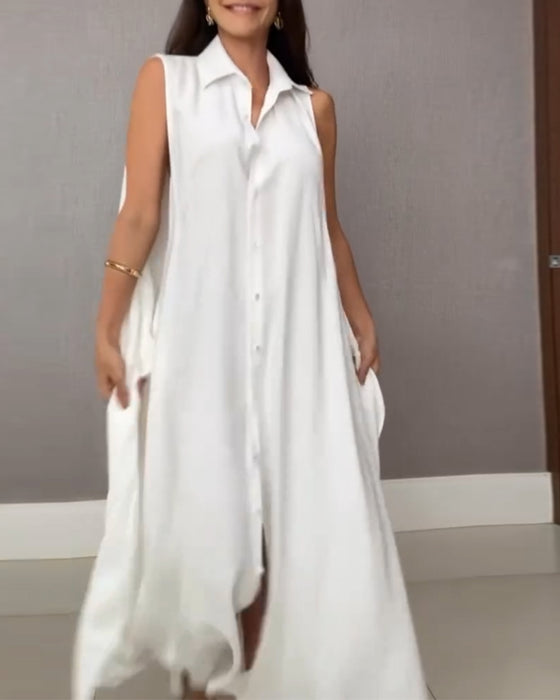 Hemdkleid ärmellos Revers